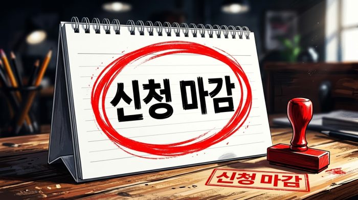탁상 달력에 신청 마감이라고 적힌 그림