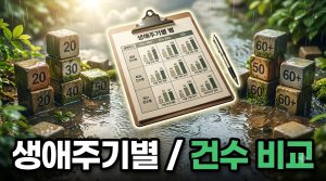 생애주기 단계별 지원금 수록 건수 비교