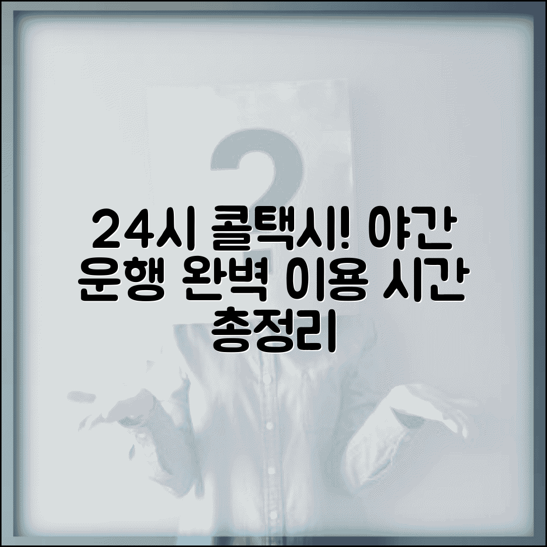 콜택시 이용 시간 | 24시간 운행 야간 콜택시 완벽정리