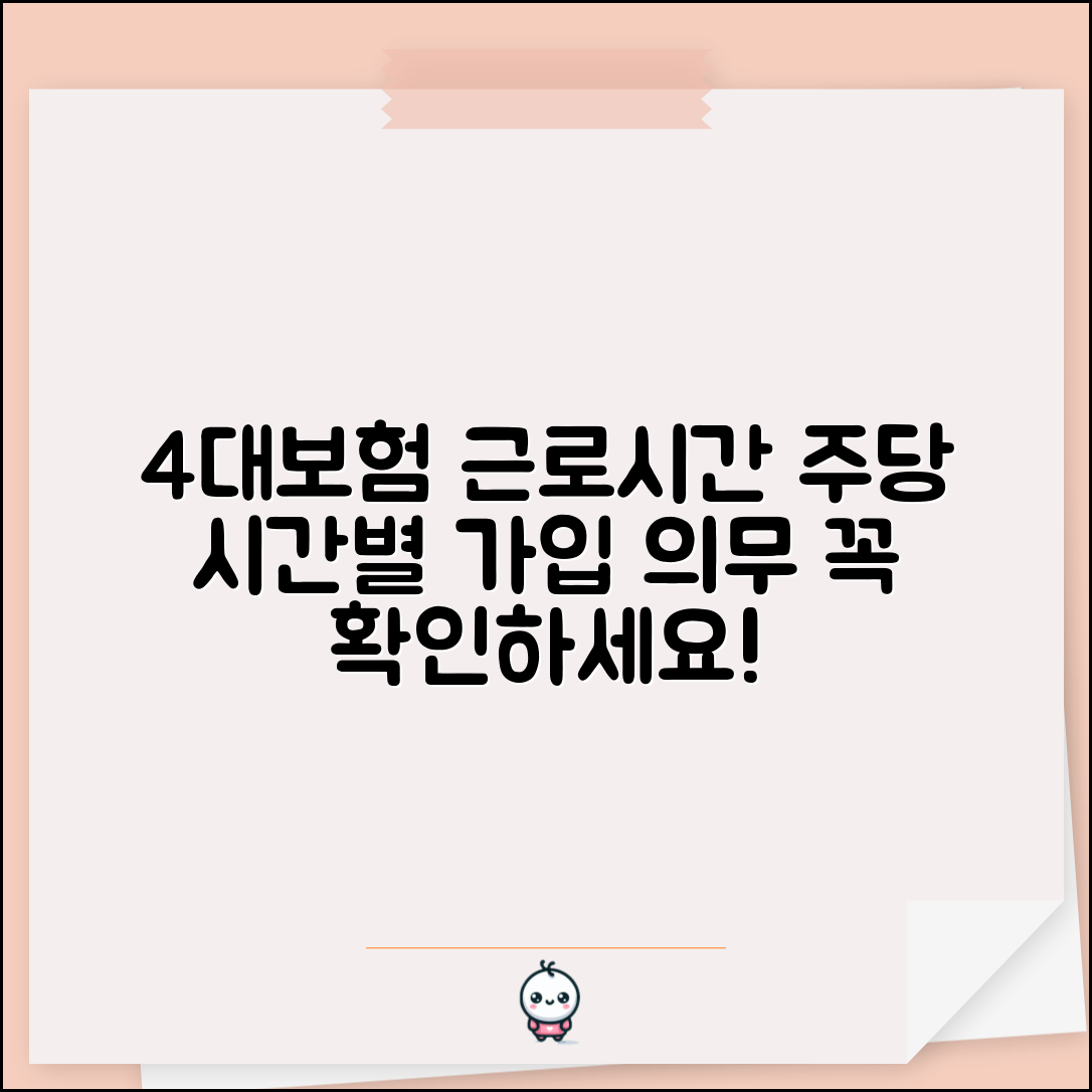 4대보험 적용 기준 근로시간 | 주당 근무시간에 따른 가입 의무 구분