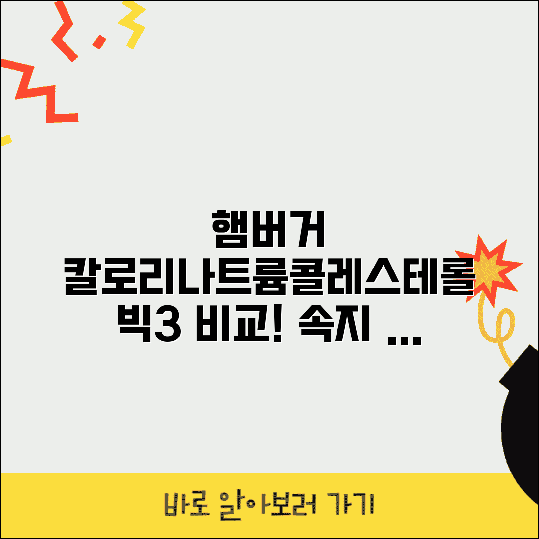 햄버거 브랜드별 칼로리 나트륨 콜레스테롤 비교